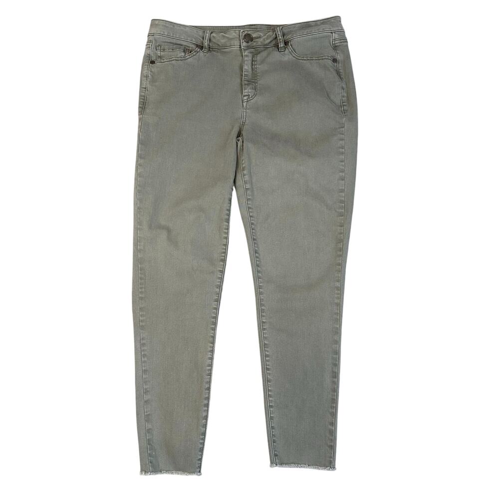 Lane Bryant Jeans Skinny Raw Hem Womens 14 Green Mid Rise Cotton Blend Stretch